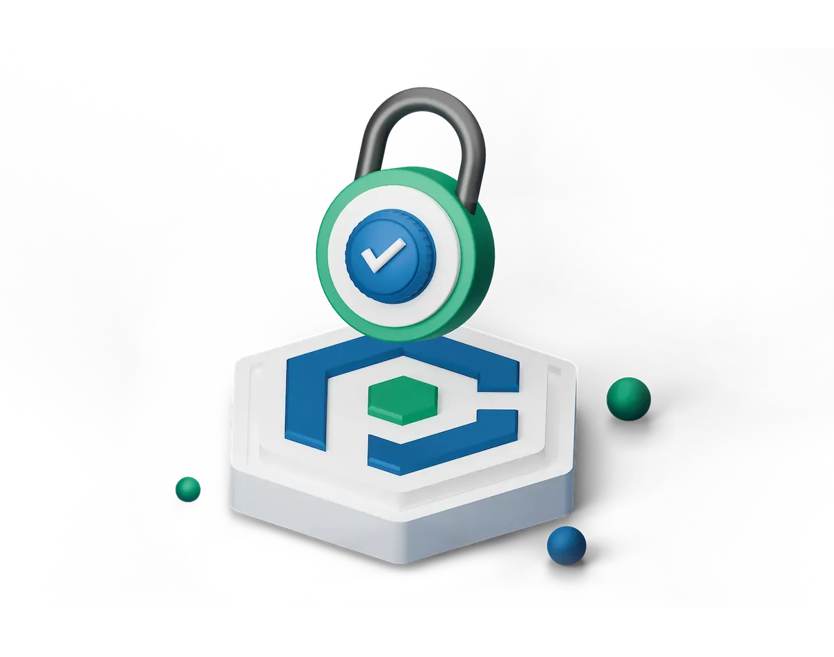 3D illustration of a secure Microsoft 365 tenant protected by expert assessment
