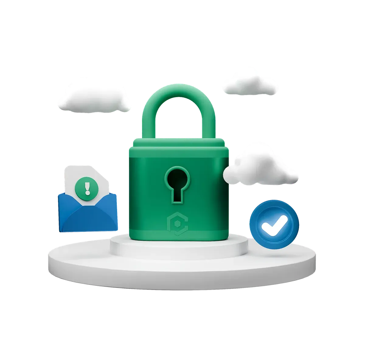 3D illustration of Exchange email protection against business email compromise