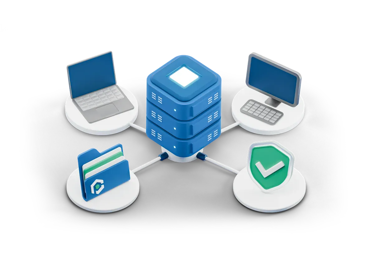 3D illustration of a hardened, secure Microsoft 365 tenant